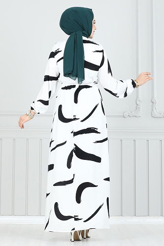 moda selvim الفستان سكري 800OZN1046 - Thumbnail