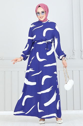 moda selvim Dress 800OZN1046 Saxe - Thumbnail