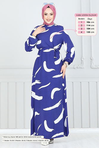 moda selvim Dress 800OZN1046 Saxe - Thumbnail