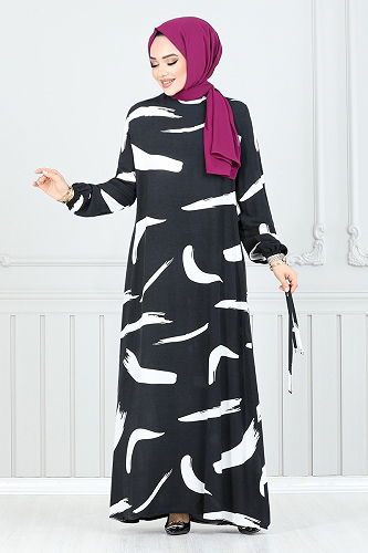 moda selvim Dress 800OZR1047-M Black - Thumbnail