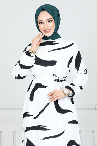 moda selvim الفستان سكري 800OZR1047-M - Thumbnail