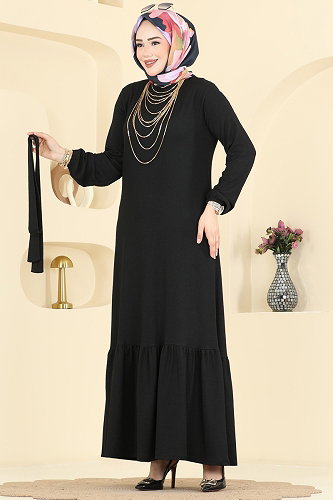 moda selvim Dress 800PM271 Black - Thumbnail