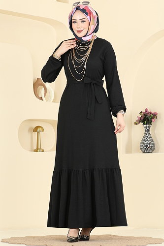 moda selvim Dress 800PM271 Black - Thumbnail