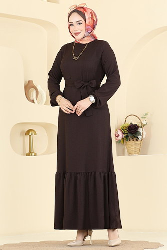 moda selvim Dress 800PM271 Brown - Thumbnail