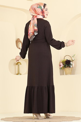 moda selvim Dress 800PM271 Brown - Thumbnail
