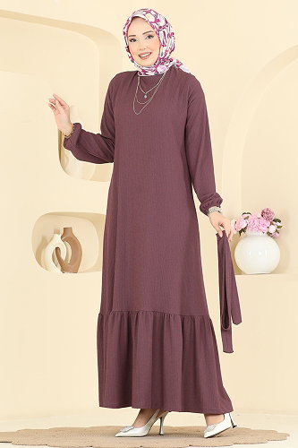 moda selvim الفستان وردي غامق 800PM271 - Thumbnail