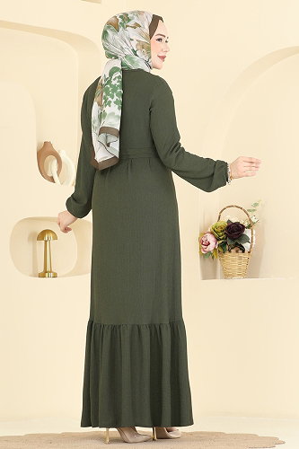 moda selvim Dress 800PM271 Khaki - Thumbnail