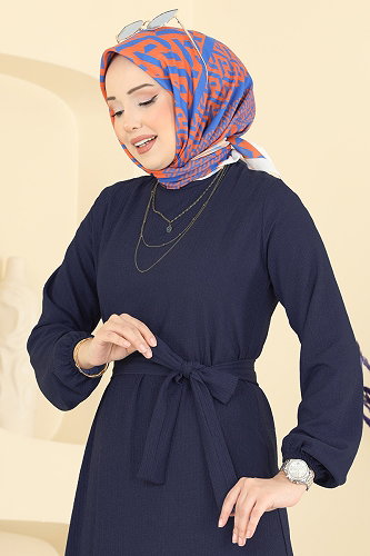 moda selvim Dress 800PM271 Light Navy Blue - Thumbnail