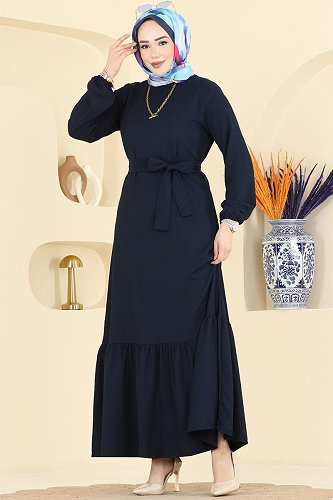 moda selvim Dress 800PM271 Navy Blue - Thumbnail