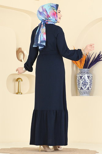 moda selvim Dress 800PM271 Navy Blue - Thumbnail