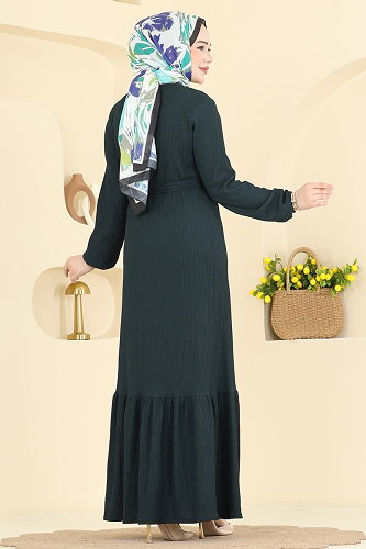 moda selvim Dress 800PM271 Petroleum - Thumbnail