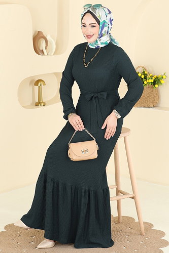 moda selvim الفستان بترولي 800PM271 - Thumbnail