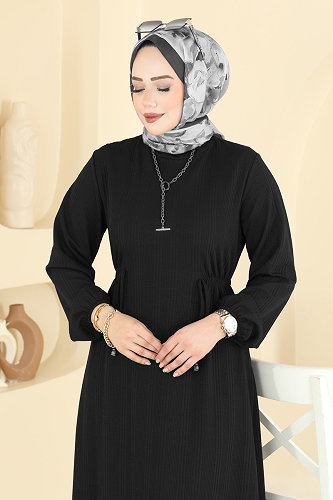 moda selvim Dress 8018UZ662 Black - Thumbnail
