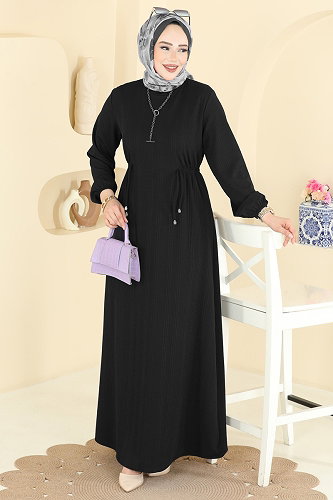 moda selvim الفستان أسود 8018UZ662 - Thumbnail