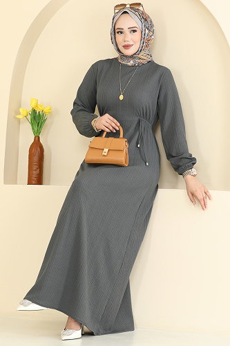moda selvim Dress 8018UZ662 Gray - Thumbnail
