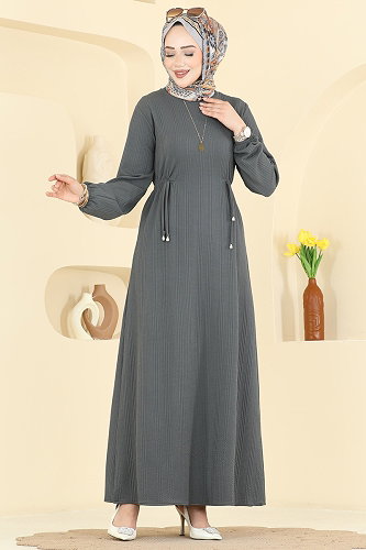moda selvim Dress 8018UZ662 Gray - Thumbnail