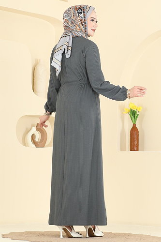 moda selvim Dress 8018UZ662 Gray - Thumbnail