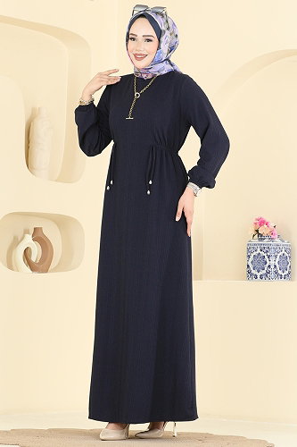 moda selvim Dress 8018UZ662 Navy Blue - Thumbnail