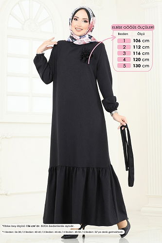 moda selvim Dress 801OZN1046 Black - Thumbnail