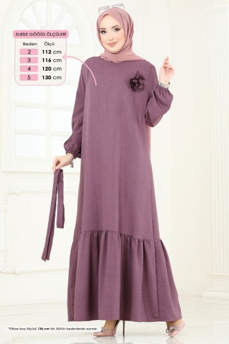 moda selvim Dress 801OZN1046 Dark Lilac - Thumbnail