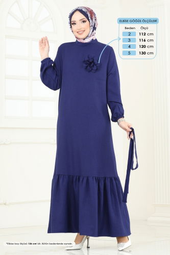 moda selvim Dress 801OZN1046 Navy Blue - Thumbnail