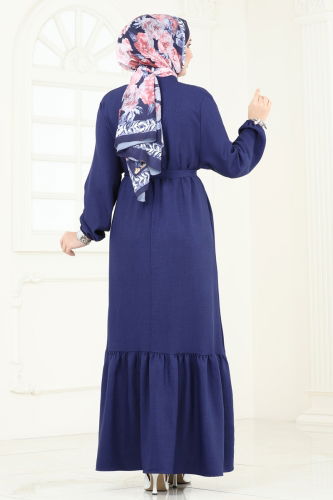 moda selvim Dress 801OZN1046 Navy Blue - Thumbnail