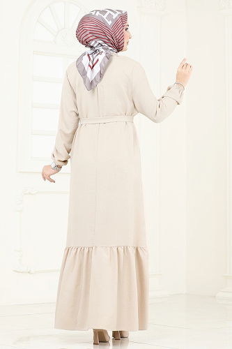 moda selvim الفستان بيج 801OZN1046 - Thumbnail