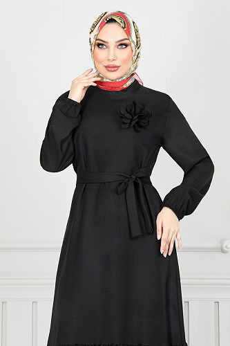 moda selvim Dress 801OZR1047-M Black - Thumbnail