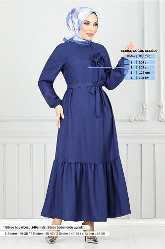 moda selvim الفستان كحلي 801OZR1047-M - Thumbnail