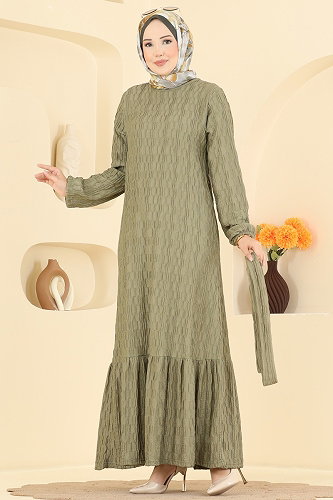 moda selvim Dress 801PM271 Almond Green - Thumbnail