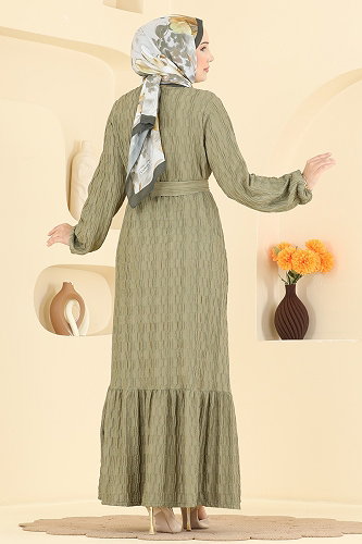 moda selvim الفستان أخضر عشبي 801PM271 - Thumbnail