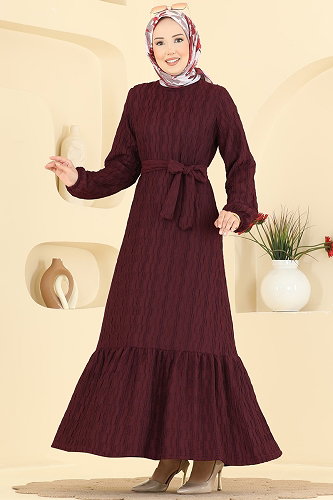 moda selvim الفستان خمري 801PM271 - Thumbnail
