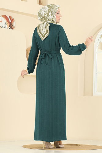 moda selvim Dress 8020UZ662 Emerald - Thumbnail