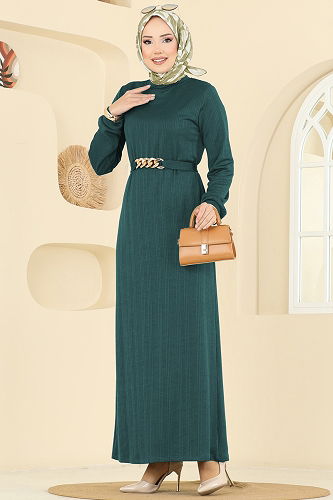 moda selvim الفستان زيتي 8020UZ662 - Thumbnail