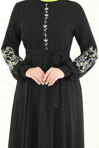 moda selvim الفستان أسود 8022AB368 - Thumbnail
