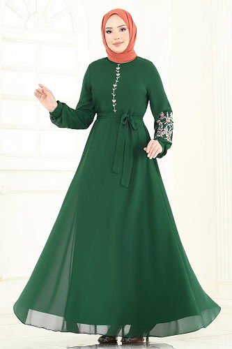 moda selvim الفستان زيتي 8022AB368 - Thumbnail