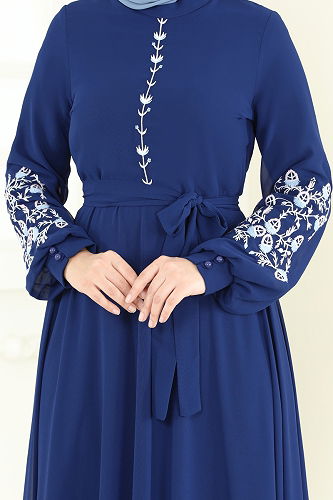 moda selvim الفستان كحلي 8022AB368 - Thumbnail