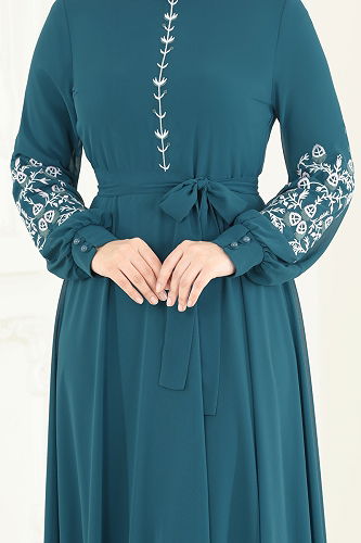 moda selvim Dress 8022AB368 Petroleum - Thumbnail