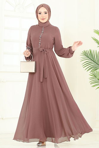 moda selvim Dress 8022AB368 Powder Vision - Thumbnail