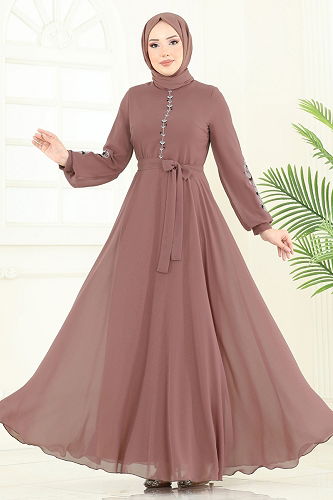 moda selvim Dress 8022AB368 Powder Vision - Thumbnail