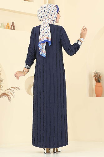moda selvim Dress 8027TRT545 Navy Blue - Thumbnail