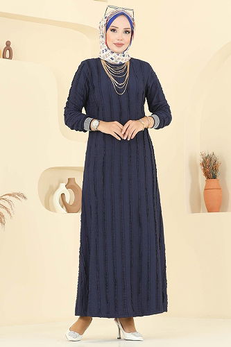 moda selvim الفستان كحلي 8027TRT545 - Thumbnail