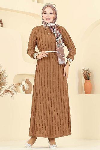 moda selvim Dress 8027TRT545 Tan - Thumbnail