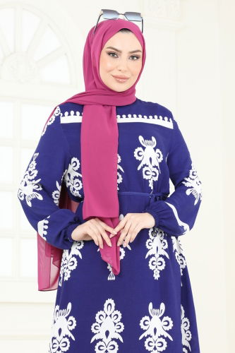 moda selvim الفستان كحلي 802OZN1046 - Thumbnail