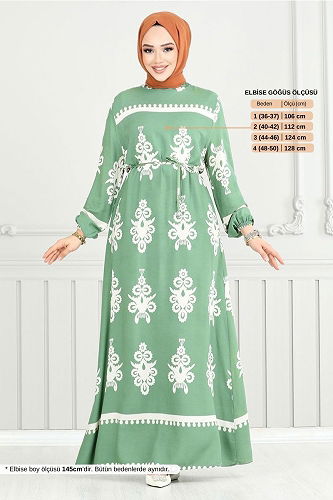 moda selvim Dress 802OZR1047-M Mint - Thumbnail