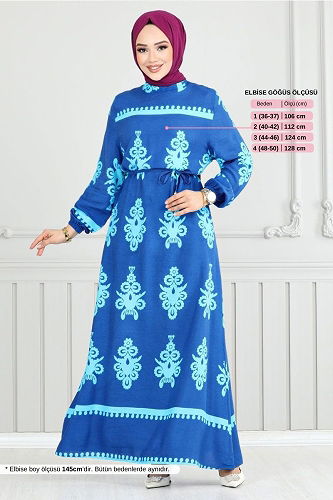 moda selvim الفستان نيلي 802OZR1047-M - Thumbnail