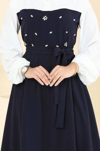 moda selvim Dress 8035ABK1075 Navy Blue - Thumbnail