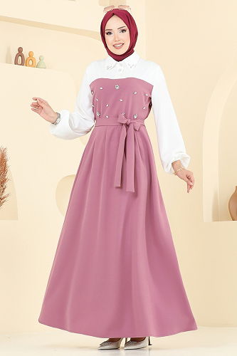 moda selvim Dress 8035ABK1075 Rose Dried - Thumbnail