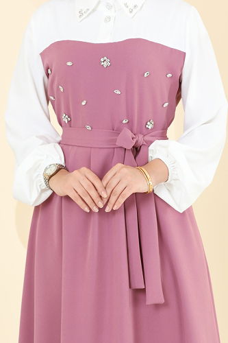 moda selvim Dress 8035ABK1075 Rose Dried - Thumbnail