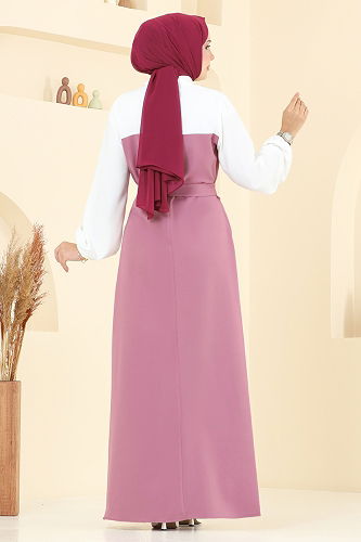 moda selvim الفستان وردي 8035ABK1075 - Thumbnail